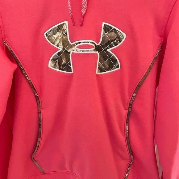 Under Armour X-Storm Real Tree Hot Pink Semi Fitted Hooded Sweatshirt Women's M - Picture 4 of 7